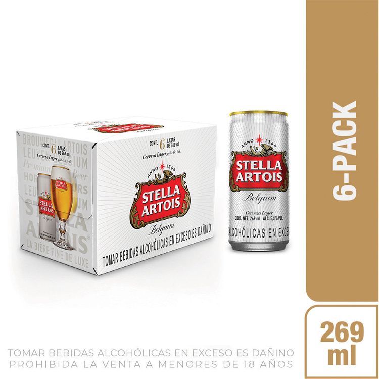 Cerveza STELLA ARTOIS Lata 269ml 6 Pack